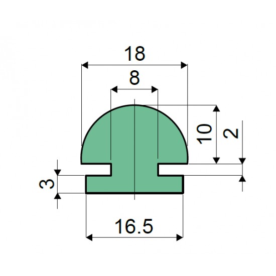 PE профил "гъба" 15x16,5 /L=3000/ (373 / 83882)